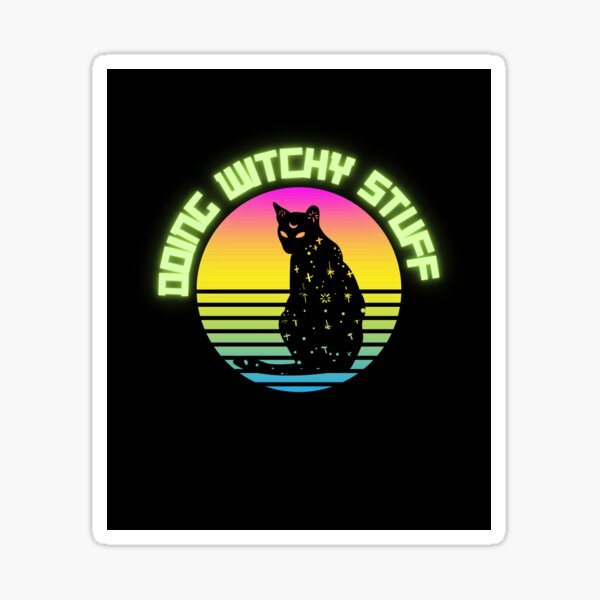 Item preview, Enchanting Neon Empowering Your Inner Magic Cat Green designed and sold by Colorfully  Witchy.