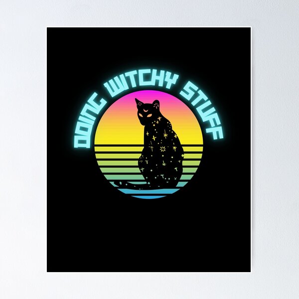 Item preview, Enchanting Neon Empowering Your Inner Magic Cat Aqua designed and sold by Colorfully  Witchy.