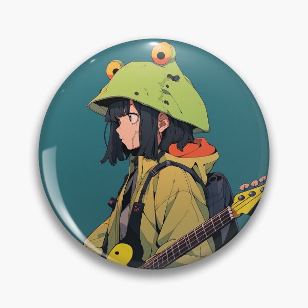 Item preview,  Shonen Frog Anime Girl in Retros 90s Manga Japanese Aesthetic Guitar designed and sold by RibbitFans101.