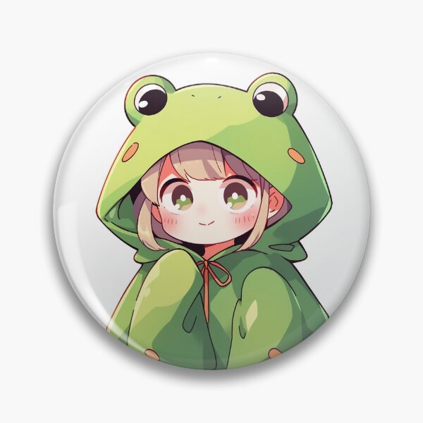 Item preview, Chibi Anime Frog Raincoat Girl in Japanese Kawaii Aesthetic Style designed and sold by RibbitFans101.