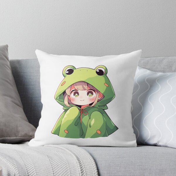 Item preview, Chibi Anime Frog Raincoat Girl in Japanese Kawaii Aesthetic Style designed and sold by RibbitFans101.