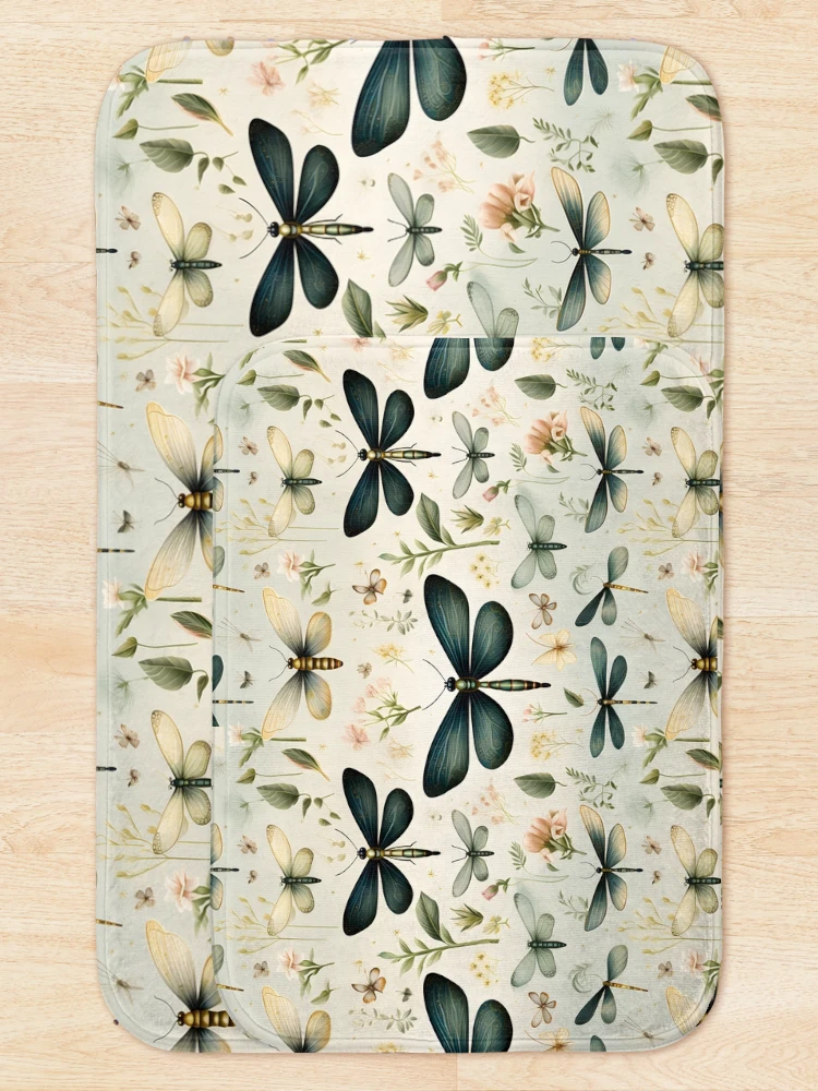 Thumbnail 5 of 6, Bath Mat, Dragonfly Pattern 4 designed and sold by DigitalPatternx.