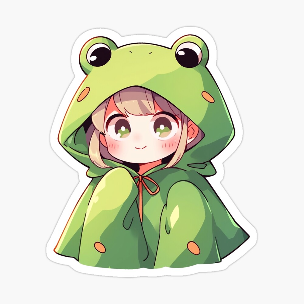 Cute Grey Hair Anime Frog Girl Poster for Sale by PatternzPro