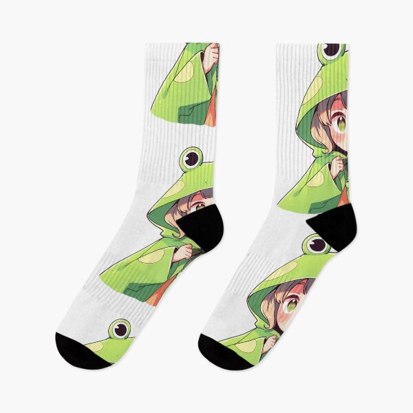 Item preview, Chibi Anime Girl Wearing Frog Raincoat in Japanese Kawaii Aesthetic Style designed and sold by RibbitFans101.