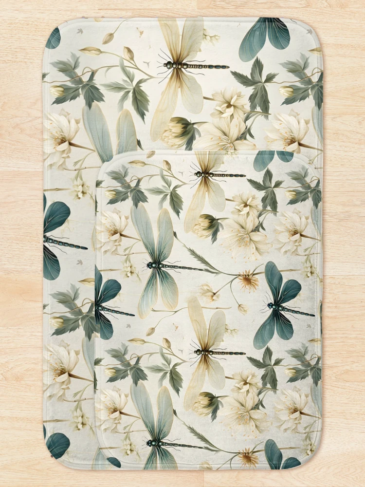 Thumbnail 5 of 6, Bath Mat, Dragonfly Pattern 5 designed and sold by DigitalPatternx.