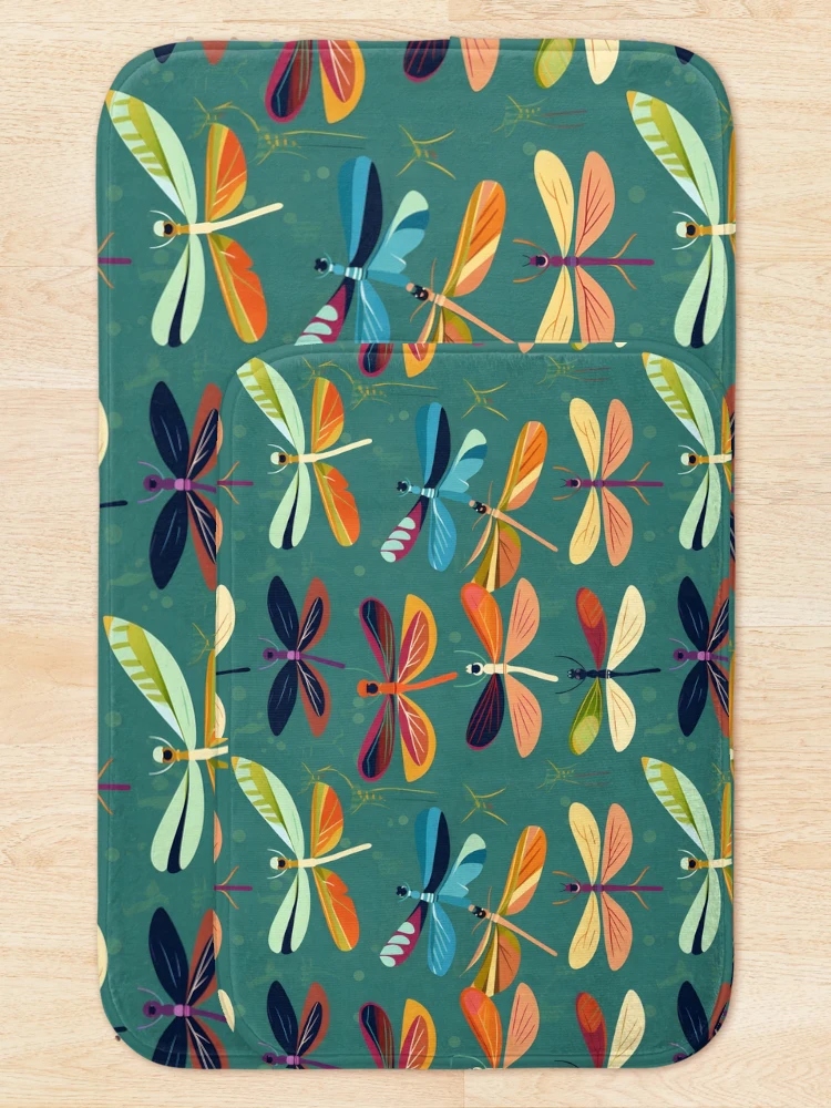 Thumbnail 5 of 6, Bath Mat, Dragonfly Pattern 6 designed and sold by DigitalPatternx.