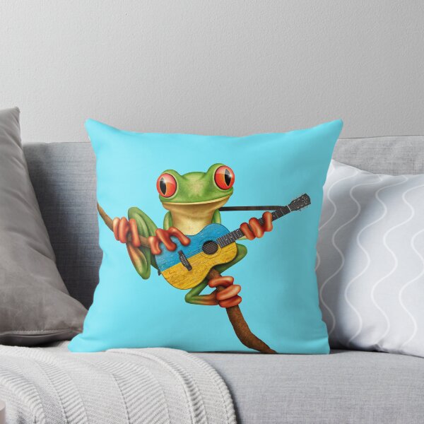 Item preview, Tree Frog Playing Ukrainian Flag Guitar designed and sold by JeffBartels.