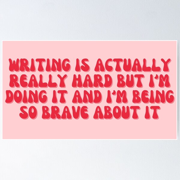 Item preview, writing is hard and I am brave (pink) designed and sold by careofjacks.