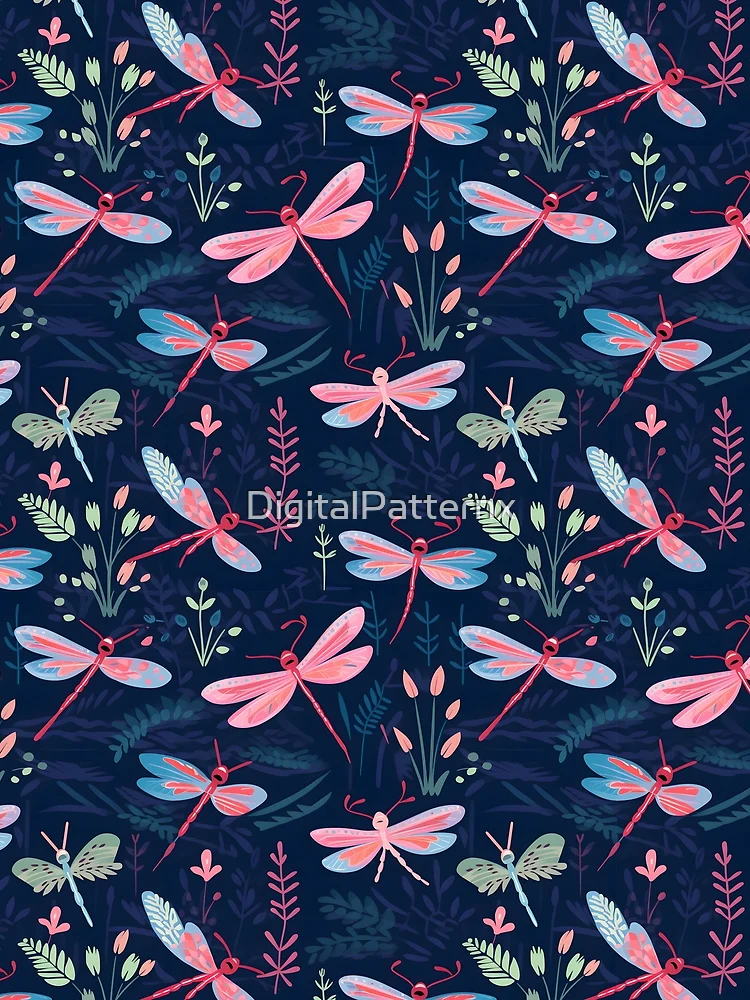 Thumbnail 3 of 3, Scarf, Dragonfly Pattern 7 designed and sold by DigitalPatternx.