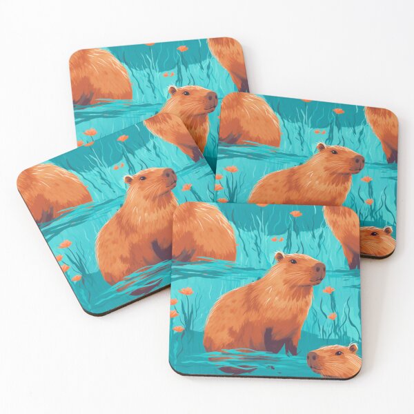 Item preview, Capybara in Blue Blackground, Capybara,Animal, Pet, Wildlife, Seamless,Pattern designed and sold by puppynpaw.