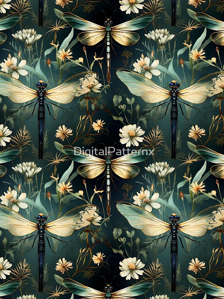 Thumbnail 3 of 3, Scarf, Dragonfly Pattern 8 designed and sold by DigitalPatternx.