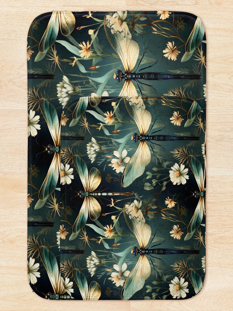 Thumbnail 5 of 6, Bath Mat, Dragonfly Pattern 8 designed and sold by DigitalPatternx.
