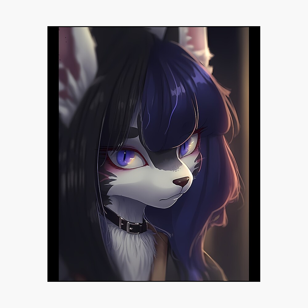 Cute Goth Furry Anime Character Art Print 