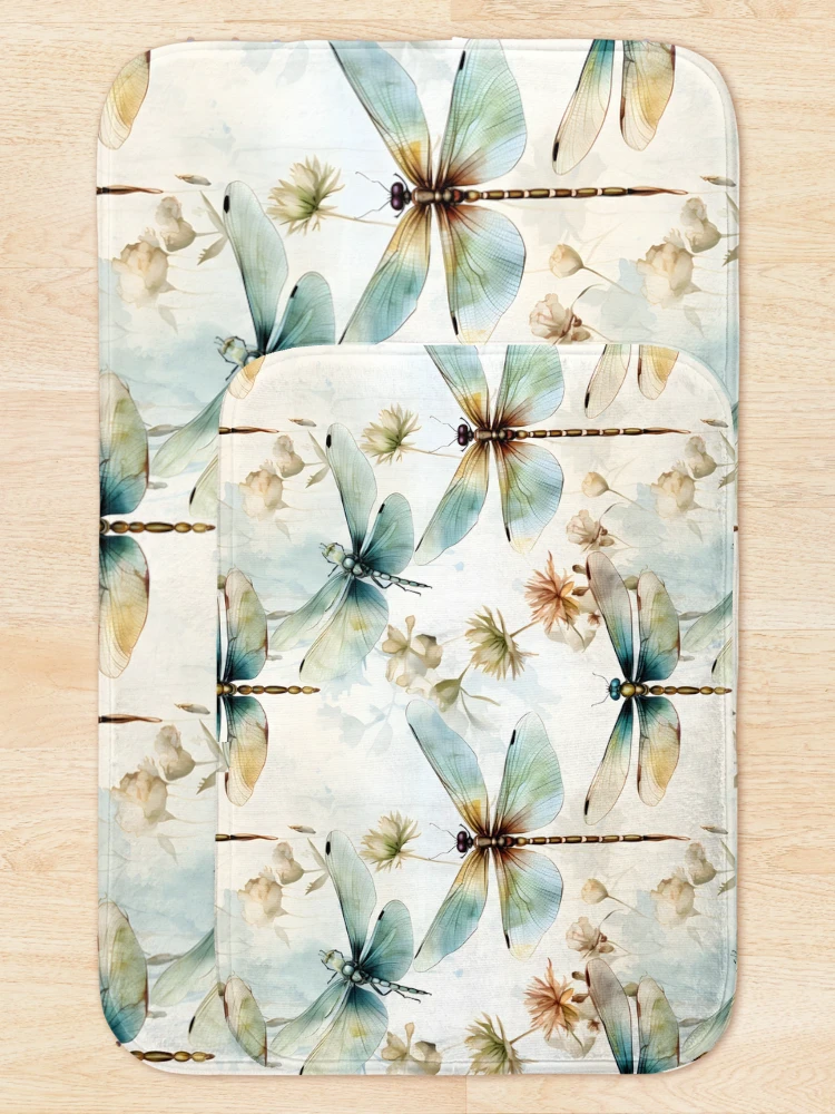 Thumbnail 5 of 6, Bath Mat, Dragonfly Pattern 9 designed and sold by DigitalPatternx.