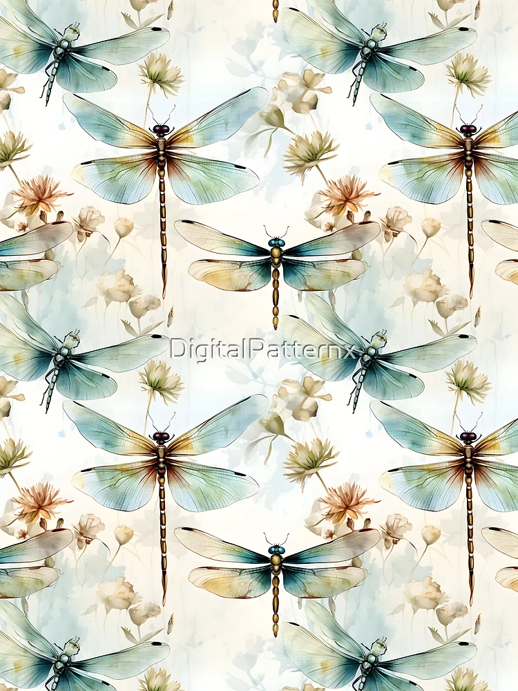 Thumbnail 3 of 3, Scarf, Dragonfly Pattern 9 designed and sold by DigitalPatternx.