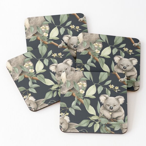 Item preview, Koala Bear in Black Background , Animal, Pet, Wildlife, Seamless,Pattern, Australia designed and sold by puppynpaw.