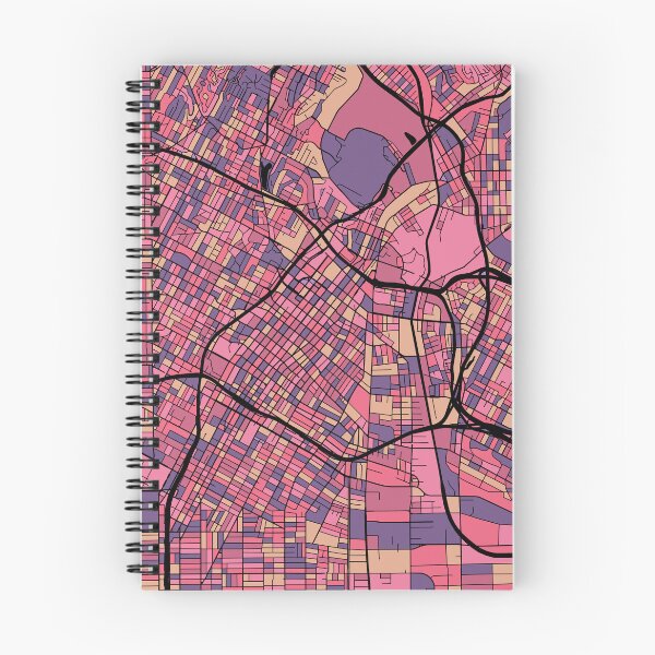 Aperçu de l'œuvre Motif de carte de Los Angeles en violet et rose créée et vendue par PatternMaps.