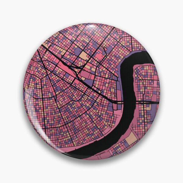 Aperçu de l'œuvre Motif de carte de la Nouvelle-Orléans en violet et rose créée et vendue par PatternMaps.