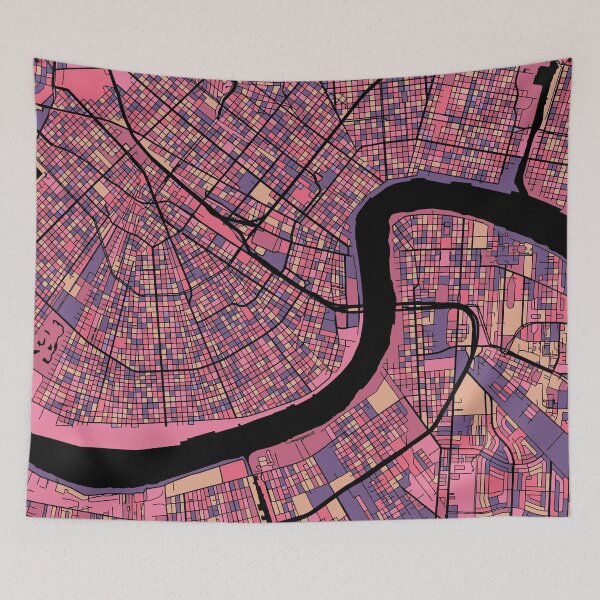 Item preview, New Orleans Map Pattern in Purple & Pink designed and sold by PatternMaps.