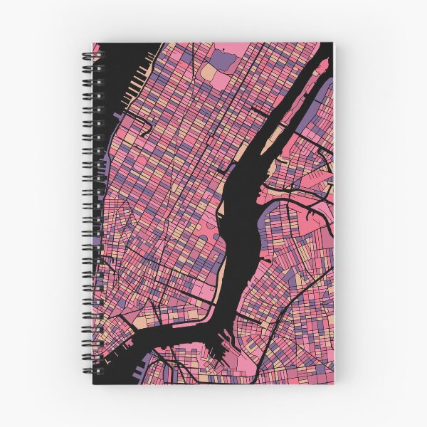 Artikelvorschau, New Yorker Kartenmuster in Lila und Rosa entworfen und verkauft von PatternMaps.
