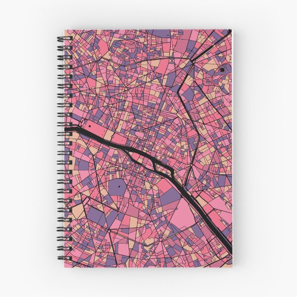 Artikelvorschau, Pariser Kartenmuster in Lila und Rosa entworfen und verkauft von PatternMaps.
