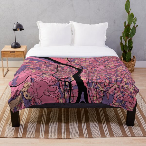 Item preview, Patrón de mapa de Portland en morado y rosa designed and sold by PatternMaps.