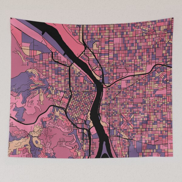 Item preview, Portland Map Pattern in Purple & Pink designed and sold by PatternMaps.