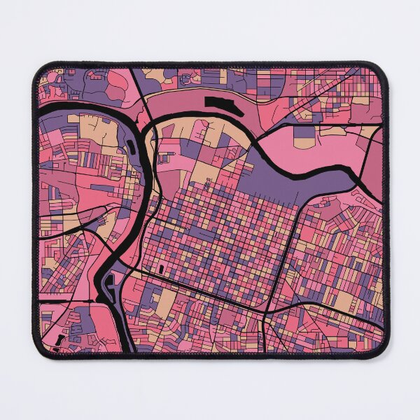 Aperçu de l'œuvre Motif de carte de Sacramento en violet et rose créée et vendue par PatternMaps.