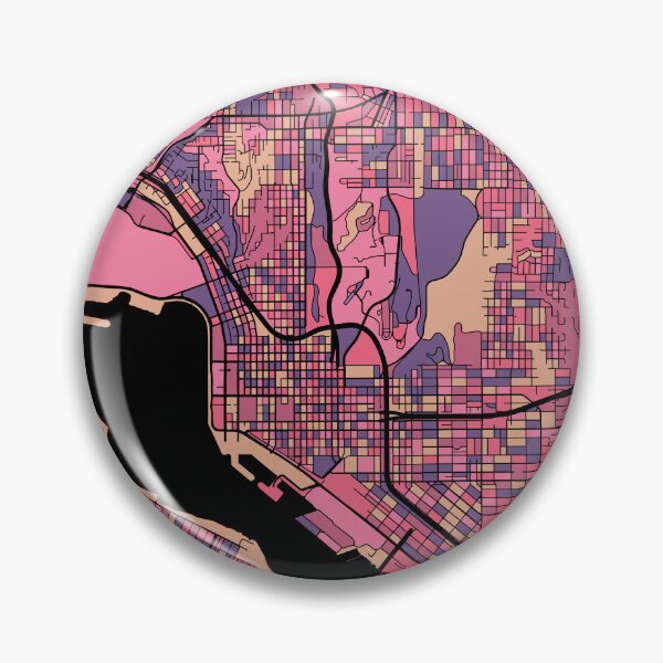 Artikelvorschau, San Diego-Kartenmuster in Lila und Rosa entworfen und verkauft von PatternMaps.