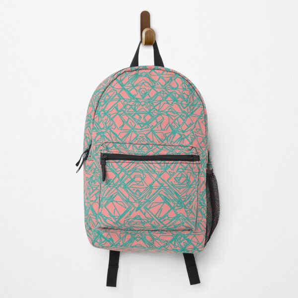 Item preview, Peach and teal tropical line art pattern designed and sold by NC NatureVisions.