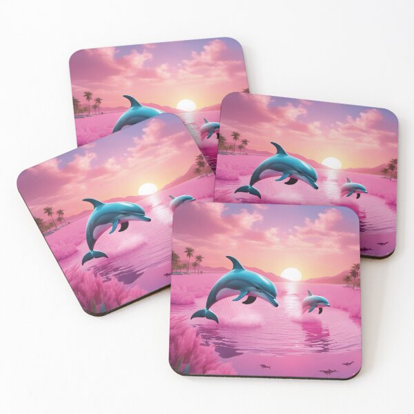Item preview, Dolphins, pink, 80s designed and sold by Mauswohn.