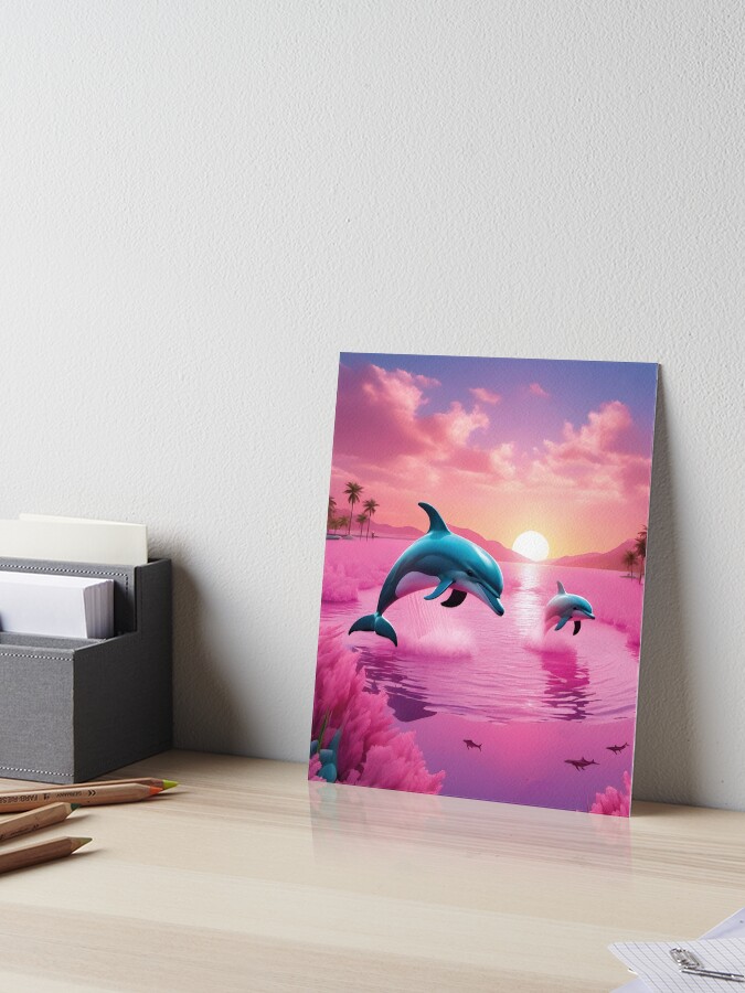 Dolphins, pink, 80s