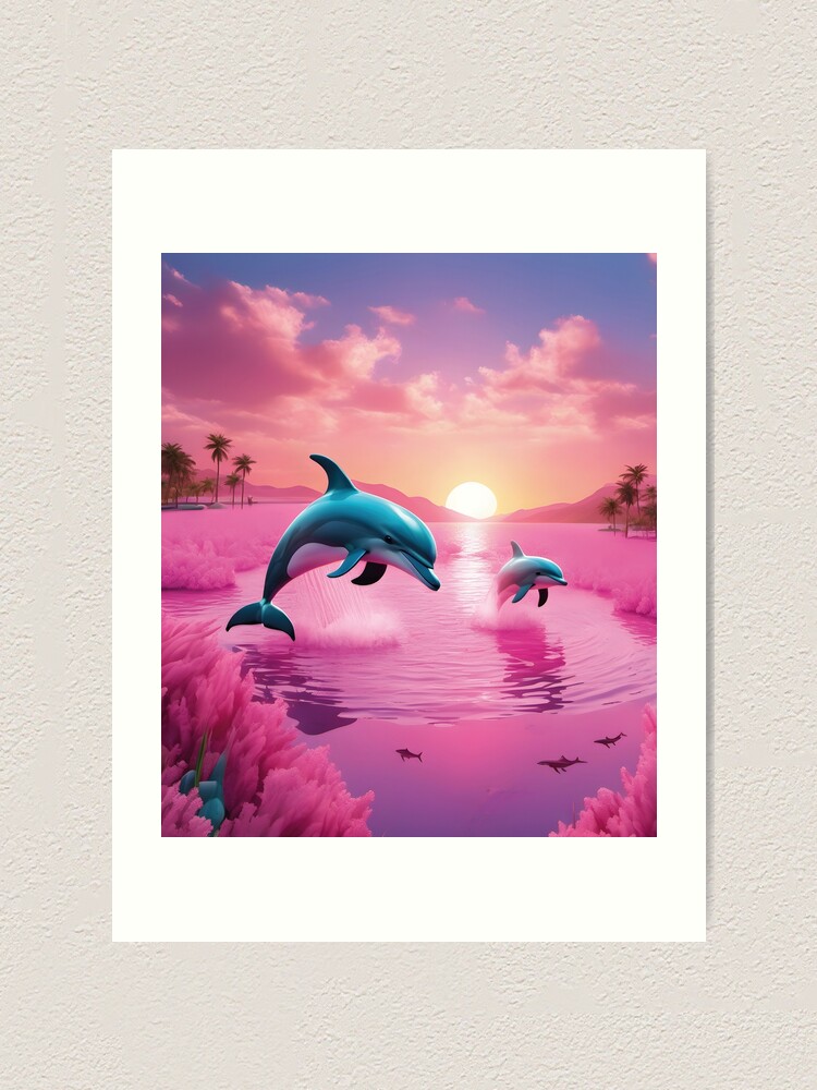 Dolphins, pink, 80s