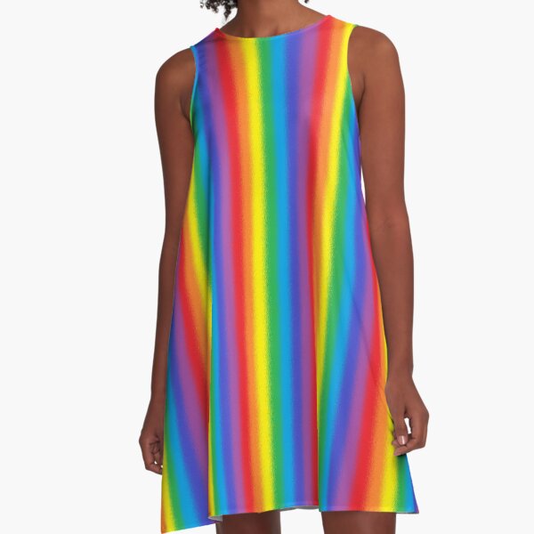Frosted Vertical Rainbow A-Line Dress