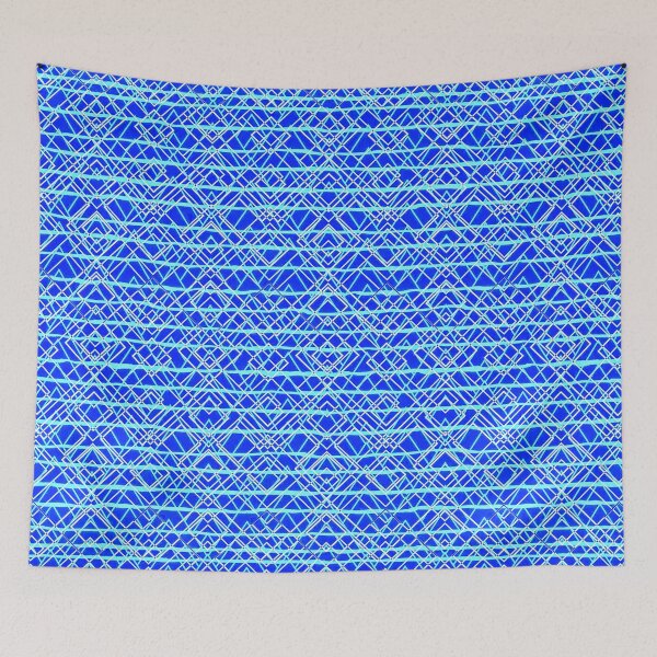Item preview, Blue, white and turquoise diamond dimension pattern designed and sold by NC NatureVisions.