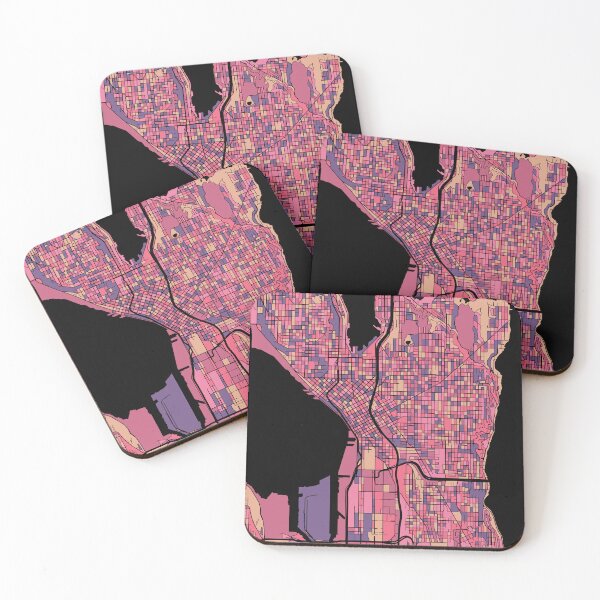 Item preview, Seattle Map Pattern in Purple & Pink designed and sold by PatternMaps.