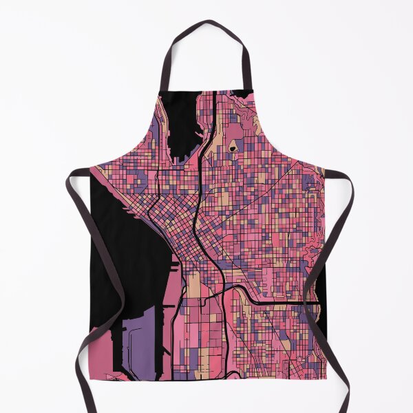 Aperçu de l'œuvre Motif de carte de Seattle en violet et rose créée et vendue par PatternMaps.