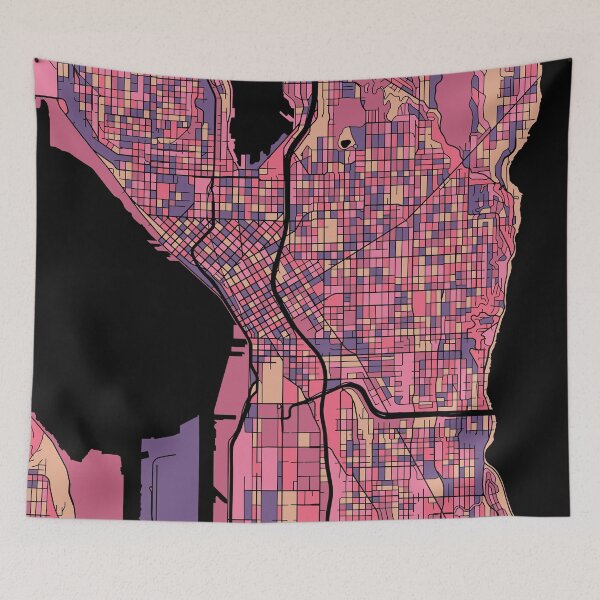 Item preview, Seattle Map Pattern in Purple & Pink designed and sold by PatternMaps.