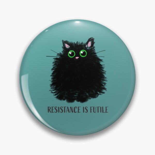 Item preview, Resistance is futile - Cute fluffy black kitten designed and sold by wobblyfrogs.