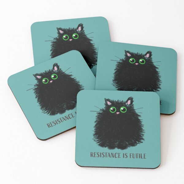 Item preview, Resistance is futile - Cute fluffy black kitten designed and sold by wobblyfrogs.