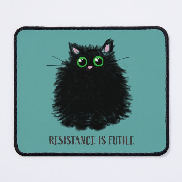 Item preview, Resistance is futile - Cute fluffy black kitten designed and sold by wobblyfrogs.