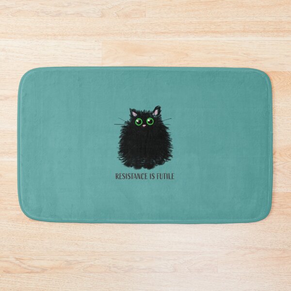 Item preview, Resistance is futile - Cute fluffy black kitten designed and sold by wobblyfrogs.
