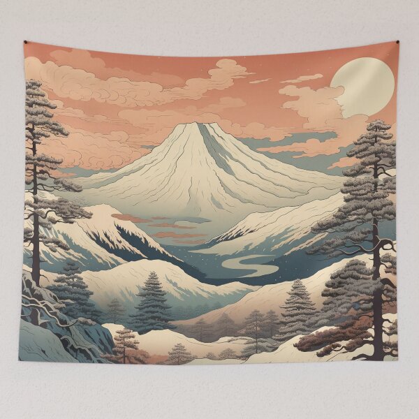 Item preview, Winter Mountain & Forest Nature Ukiyo  designed and sold by kristinspinelli.