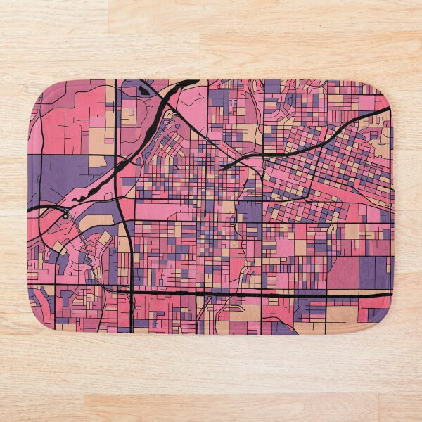 Artikelvorschau, Bakersfield-Kartenmuster in Lila und Rosa entworfen und verkauft von PatternMaps.
