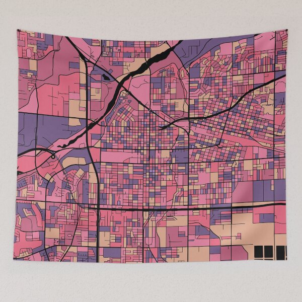 Item preview, Bakersfield Map Pattern in Purple & Pink designed and sold by PatternMaps.