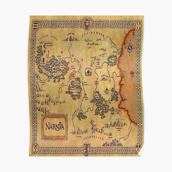 Map Of Narnia Poster For Sale By Luv2right Redbubble   Poster,504x498,f8f8f8 Pad,600x600,f8f8f8.u3 