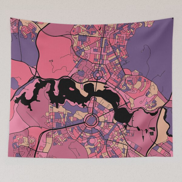Item preview, Canberra Map Pattern in Purple & Pink designed and sold by PatternMaps.