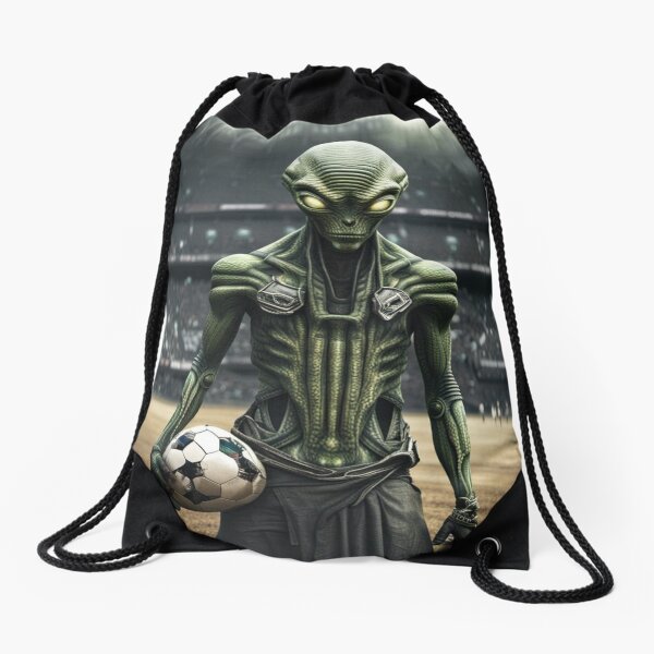 Alien Football Player Drawstring Bag