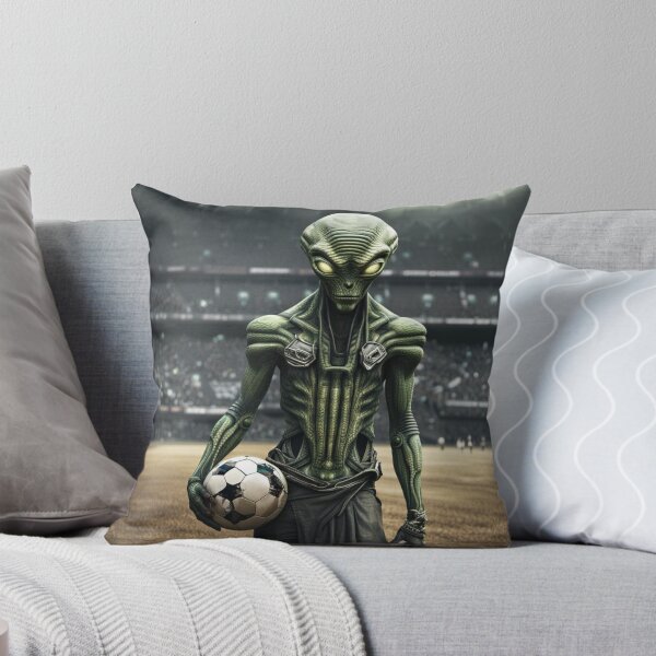 Alien Football Player Throw Pillow
