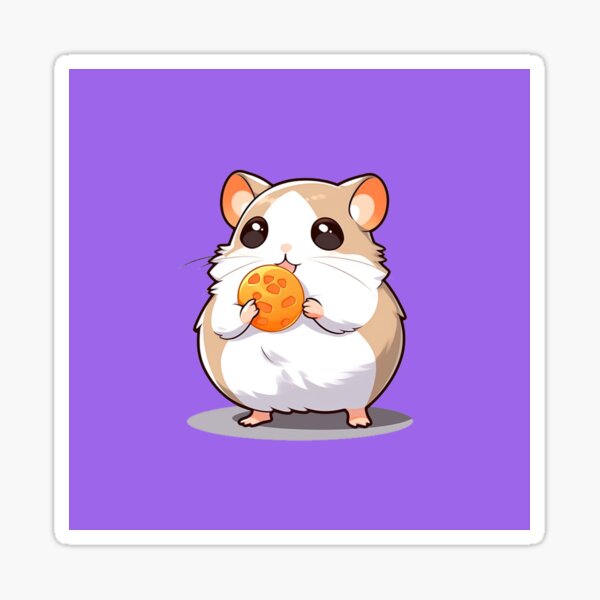 Content Baby Hamster with Cheese: Bandana-Adorned Cartoon Sticker